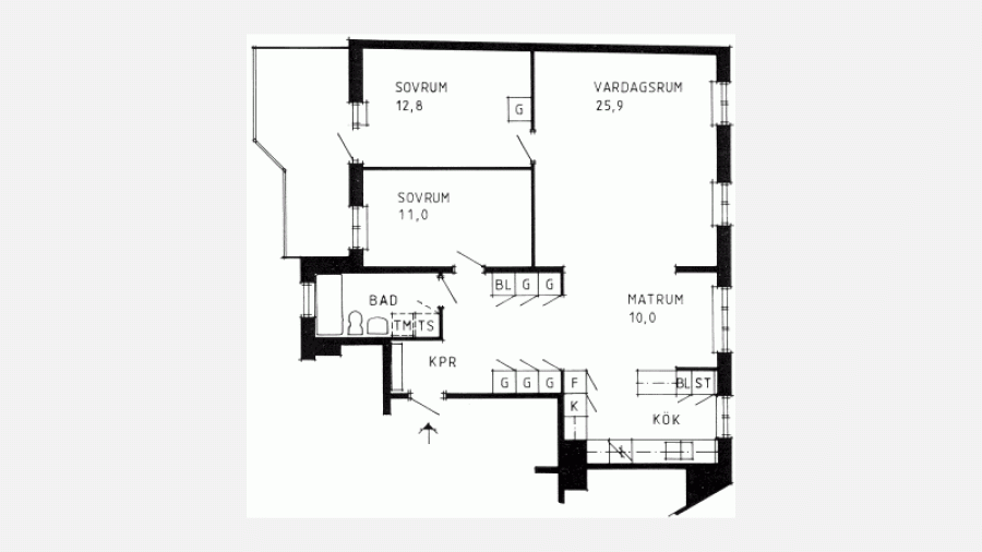 3 rum & kök med matrum på 85,5 m2