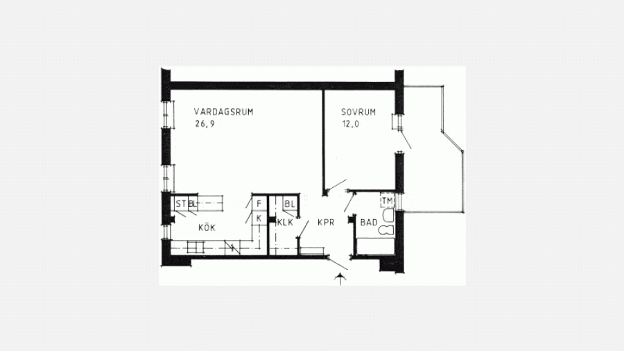 2 rum & kök på 61,5 m2